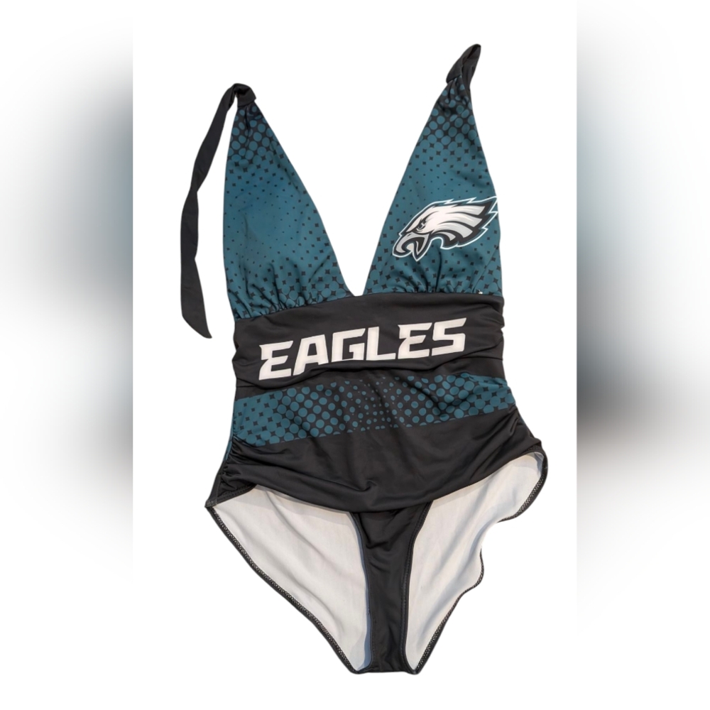  Women's Philadelphia Eagles Full Count One-Piece Eagles Teal and Black Swimsuit